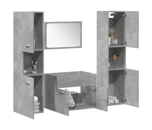 Juego muebles de baño 4 pzas madera contrachapada gris hormigón