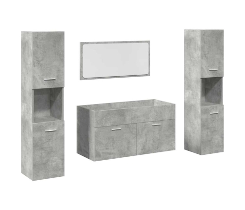 Juego muebles de baño 4 pzas madera contrachapada gris hormigón