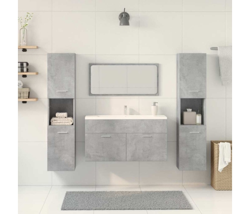 Juego muebles de baño 4 pzas madera contrachapada gris hormigón