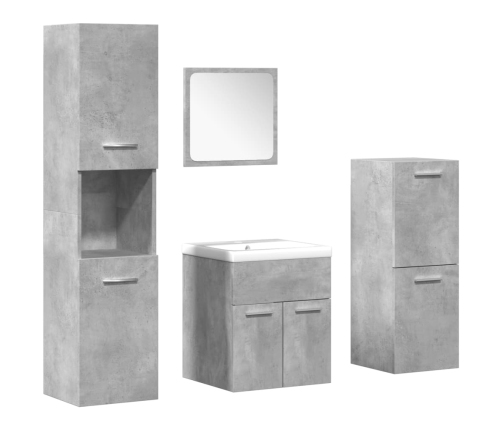 Set muebles de baño 5 piezas madera ingeniería gris hormigón