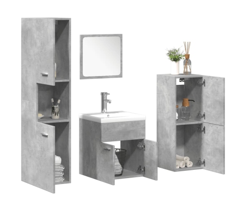 Set muebles de baño 5 piezas madera ingeniería gris hormigón