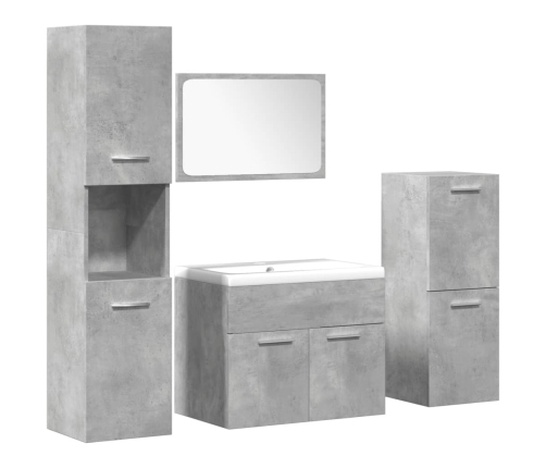 Set muebles de baño 5 piezas madera ingeniería gris hormigón