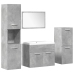 Set muebles de baño 5 piezas madera ingeniería gris hormigón