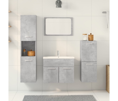 Set muebles de baño 5 piezas madera ingeniería gris hormigón