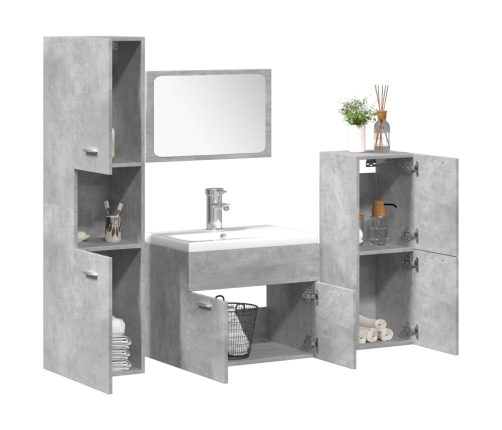 Set muebles de baño 5 piezas madera ingeniería gris hormigón