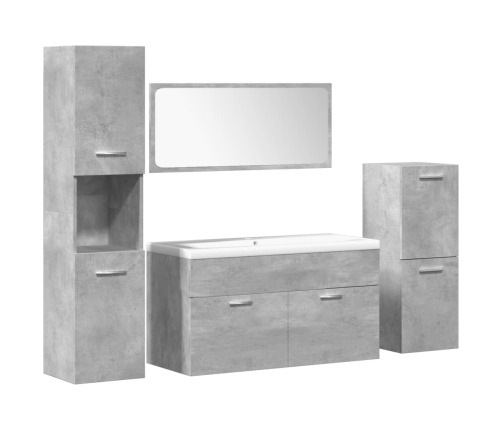 Set muebles de baño 5 piezas madera ingeniería gris hormigón