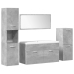 Set muebles de baño 5 piezas madera ingeniería gris hormigón