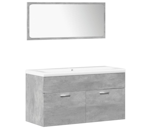 Set muebles de baño 5 piezas madera ingeniería gris hormigón