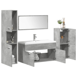 Set muebles de baño 5 piezas madera ingeniería gris hormigón