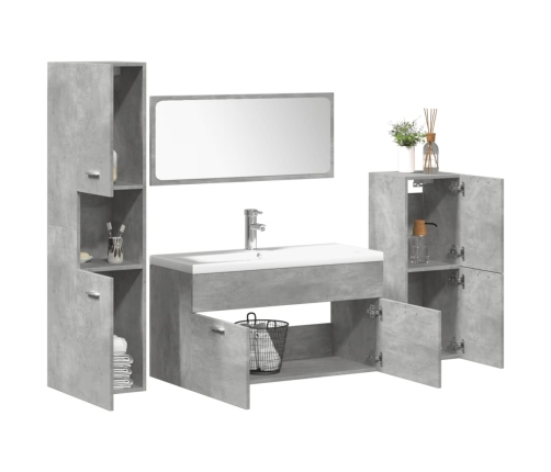 Set muebles de baño 5 piezas madera ingeniería gris hormigón