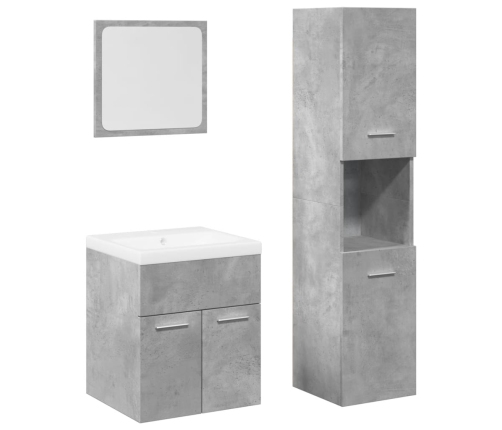 Juego muebles de baño 4 pzas madera contrachapada gris hormigón