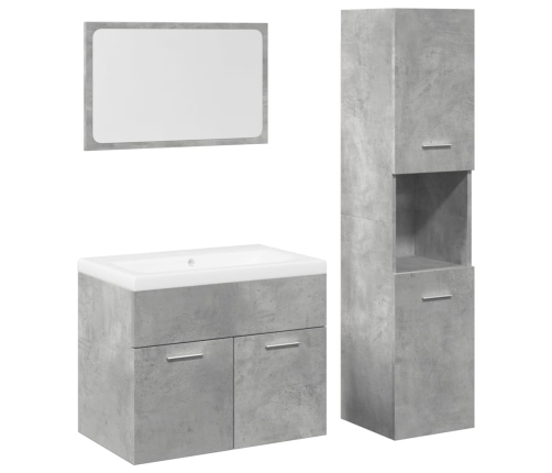 Juego muebles de baño 4 pzas madera contrachapada gris hormigón