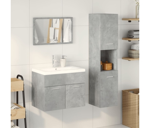 Juego muebles de baño 4 pzas madera contrachapada gris hormigón