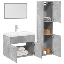 Juego muebles de baño 4 pzas madera contrachapada gris hormigón