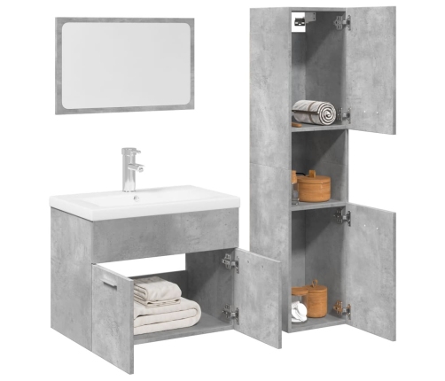 Juego muebles de baño 4 pzas madera contrachapada gris hormigón