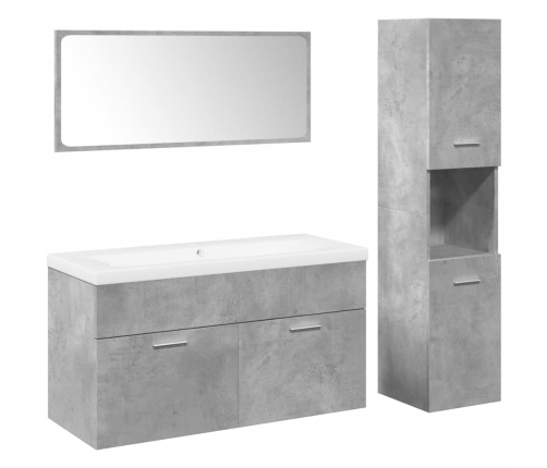 Juego muebles de baño 4 pzas madera contrachapada gris hormigón