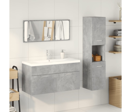 Juego muebles de baño 4 pzas madera contrachapada gris hormigón