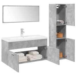 Juego muebles de baño 4 pzas madera contrachapada gris hormigón