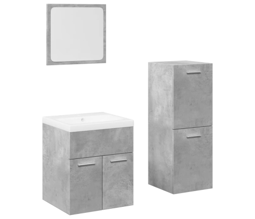 Juego muebles de baño 4 pzas madera contrachapada gris hormigón