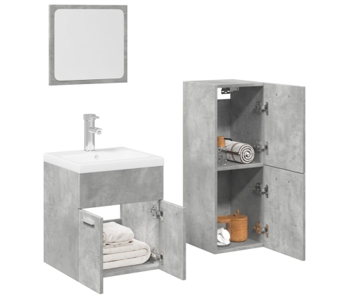 Juego muebles de baño 4 pzas madera contrachapada gris hormigón