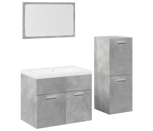 Juego muebles de baño 4 pzas madera contrachapada gris hormigón