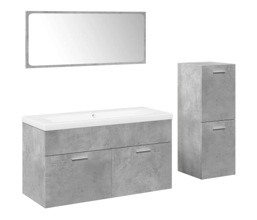 Juego muebles de baño 4 pzas madera contrachapada gris hormigón