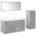 Juego muebles de baño 4 pzas madera contrachapada gris hormigón