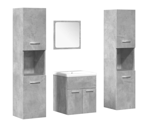 Set muebles de baño 5 piezas madera ingeniería gris hormigón