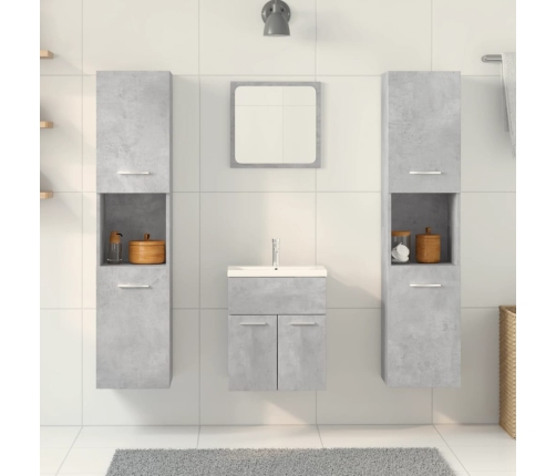 Set muebles de baño 5 piezas madera ingeniería gris hormigón