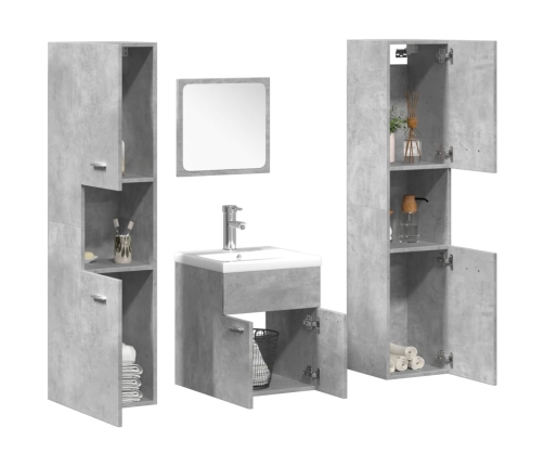 Set muebles de baño 5 piezas madera ingeniería gris hormigón