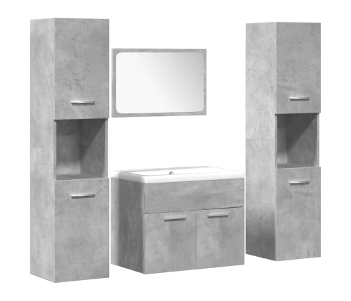 Juego muebles de baño 4 pzas madera contrachapada gris hormigón