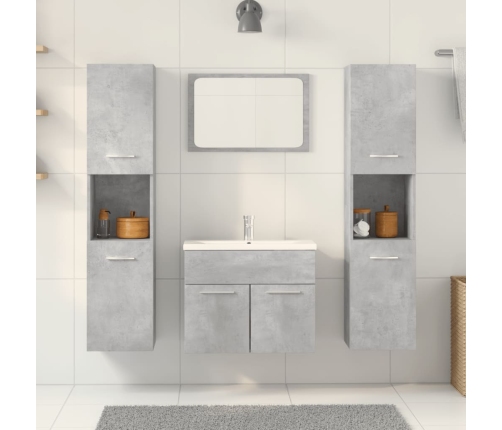 Juego muebles de baño 4 pzas madera contrachapada gris hormigón