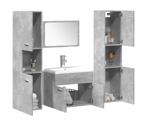 Juego muebles de baño 4 pzas madera contrachapada gris hormigón