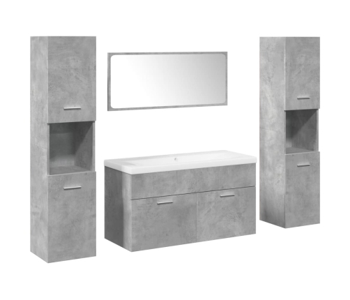 Set muebles de baño 5 piezas madera ingeniería gris hormigón