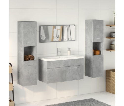 Set muebles de baño 5 piezas madera ingeniería gris hormigón