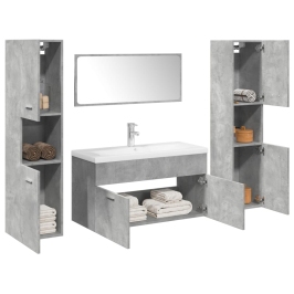 Set muebles de baño 5 piezas madera ingeniería gris hormigón