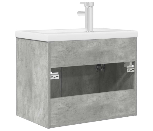 Mueble de baño con lavabo incorporado y grifo gris hormigón