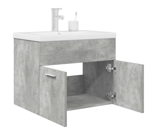 Mueble de baño con lavabo incorporado y grifo gris hormigón