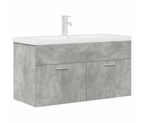 Mueble de baño con lavabo incorporado y grifo gris hormigón