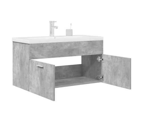 Mueble de baño con lavabo incorporado y grifo gris hormigón