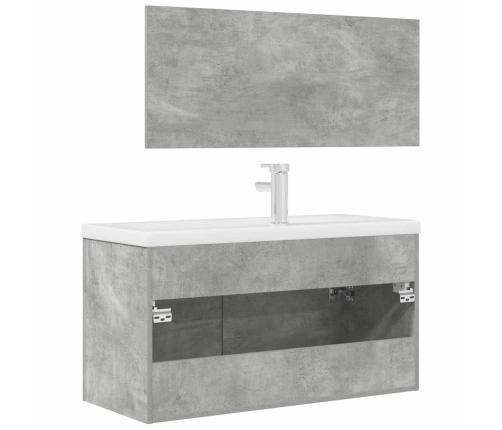 Set muebles de baño 2 piezas madera contrachapada gris hormigón