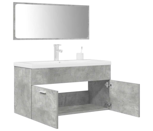 Set muebles de baño 2 piezas madera contrachapada gris hormigón