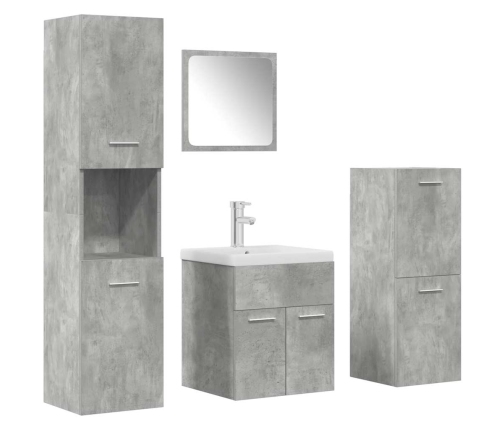 Set muebles de baño 5 piezas madera ingeniería gris hormigón