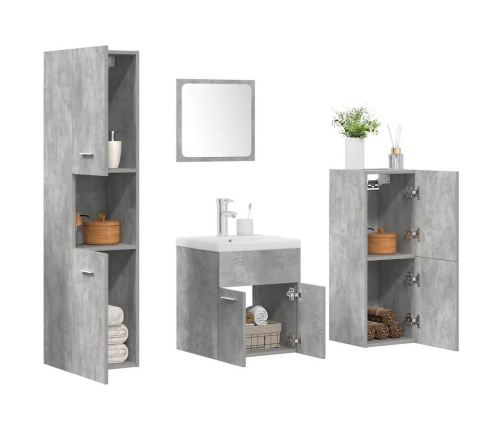 Set muebles de baño 5 piezas madera ingeniería gris hormigón