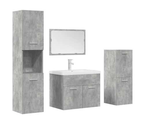 Set muebles de baño 5 piezas madera ingeniería gris hormigón