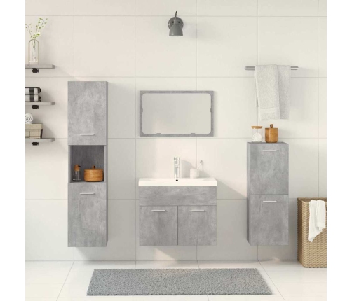 Set muebles de baño 5 piezas madera ingeniería gris hormigón