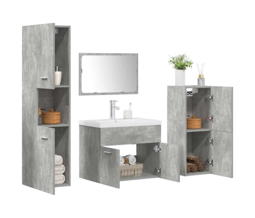 Set muebles de baño 5 piezas madera ingeniería gris hormigón