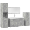 Set muebles de baño 5 piezas madera ingeniería gris hormigón