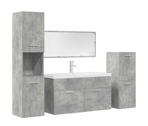 Set muebles de baño 5 piezas madera ingeniería gris hormigón