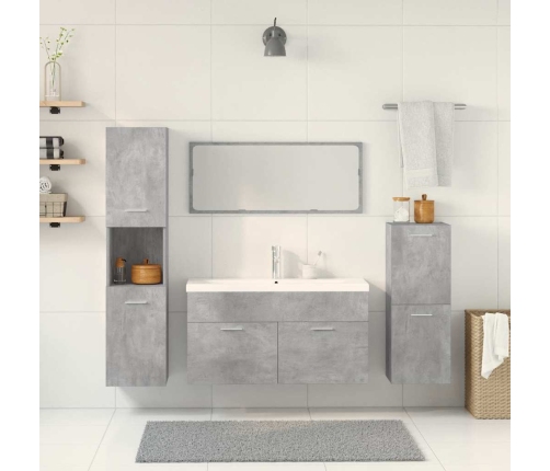 Set muebles de baño 5 piezas madera ingeniería gris hormigón